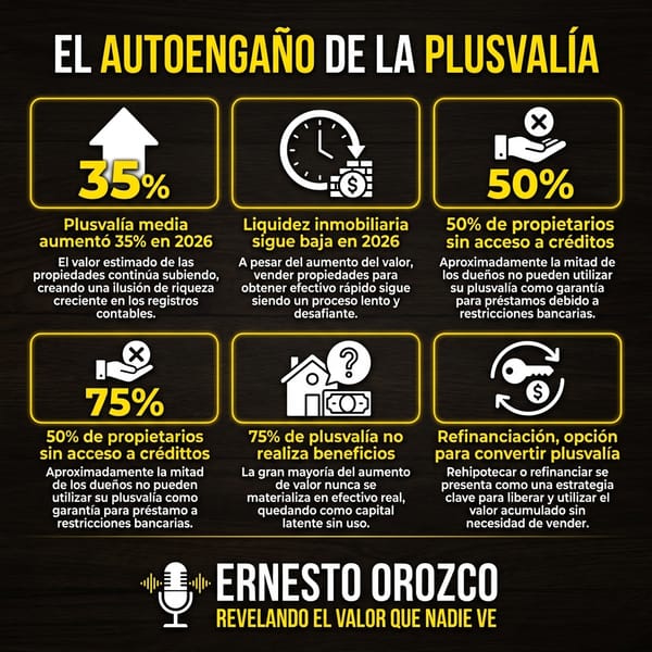El autoengaño de la plusvalía: De qué te sirve que tu casa valga el doble si no tienes liquidez para aprovecharlo.